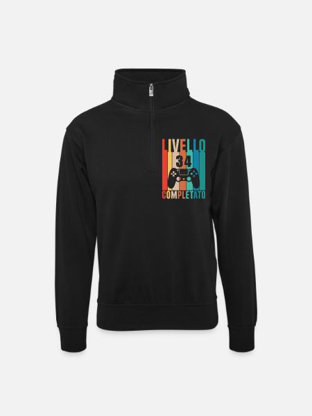 Level 34 - Unisex sweater with zip collar - black
