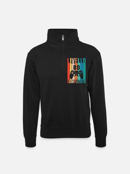 Level 80 - Unisex sweater with zip collar - black