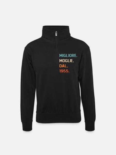 Ehefrau seit 1955 - Unisex Pullover mit Zip-Kragen - Schwarz