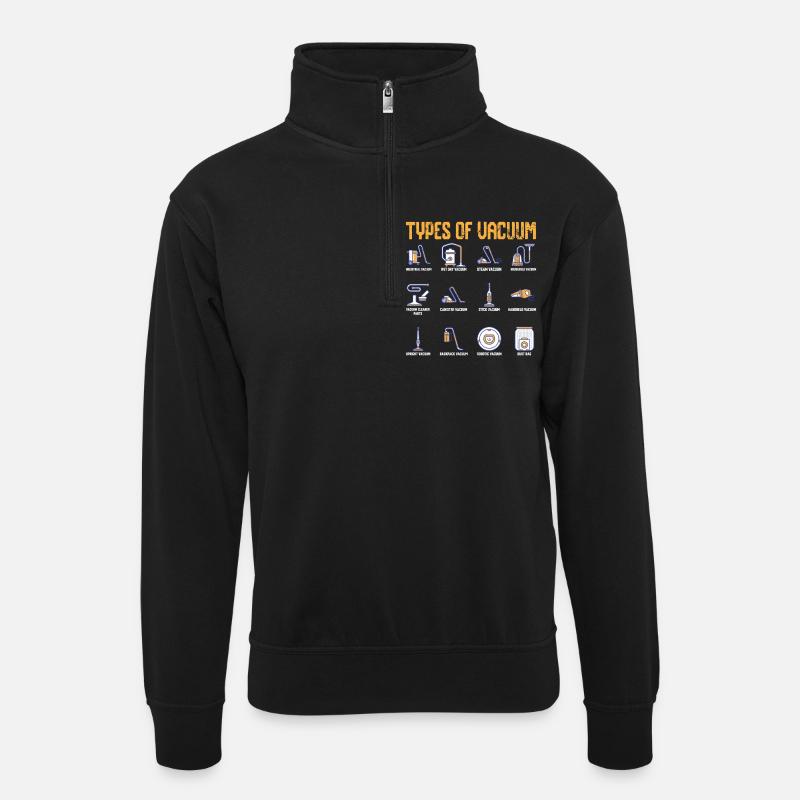 Arten von Staubsaugern - Unisex Pullover mit Zip-Kragen - Schwarz