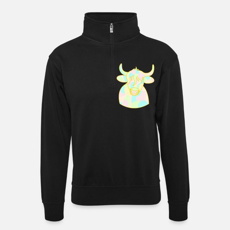Opal Kuschelbulle - Unisex Pullover mit Zip-Kragen - Schwarz