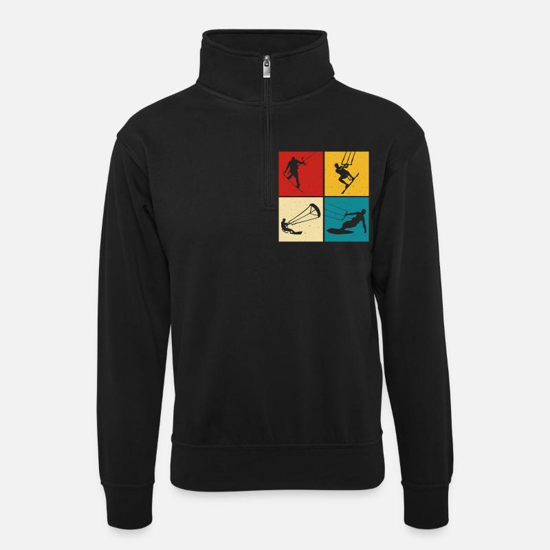 Kitesurfer Kiteboard Kitesurfing Kitesurf - Unisex sweater with zip collar - black