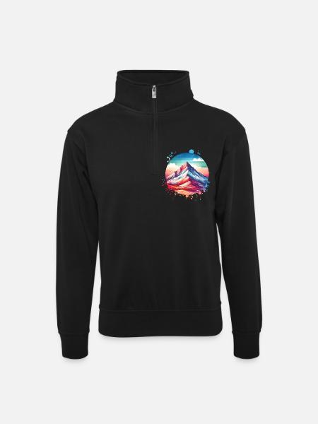 Mountain - Unisex sweater with zip collar - black
