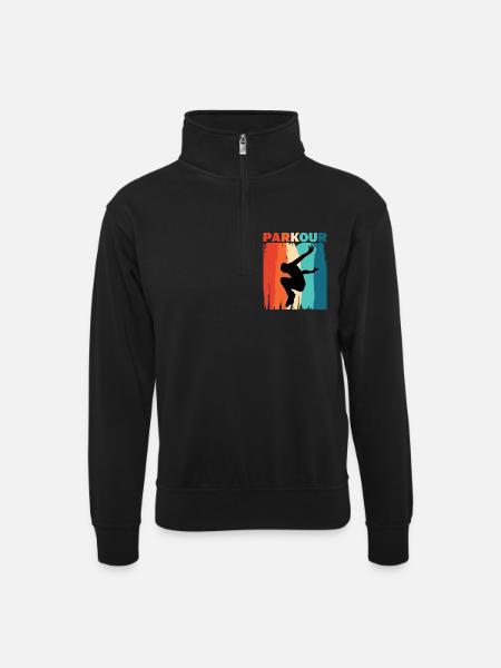 Parkour - Unisex sweater with zip collar - black