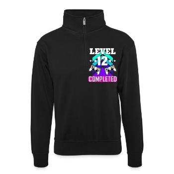 12 geburtstag - Unisex Pullover mit Zip-Kragen - Schwarz - Vorne