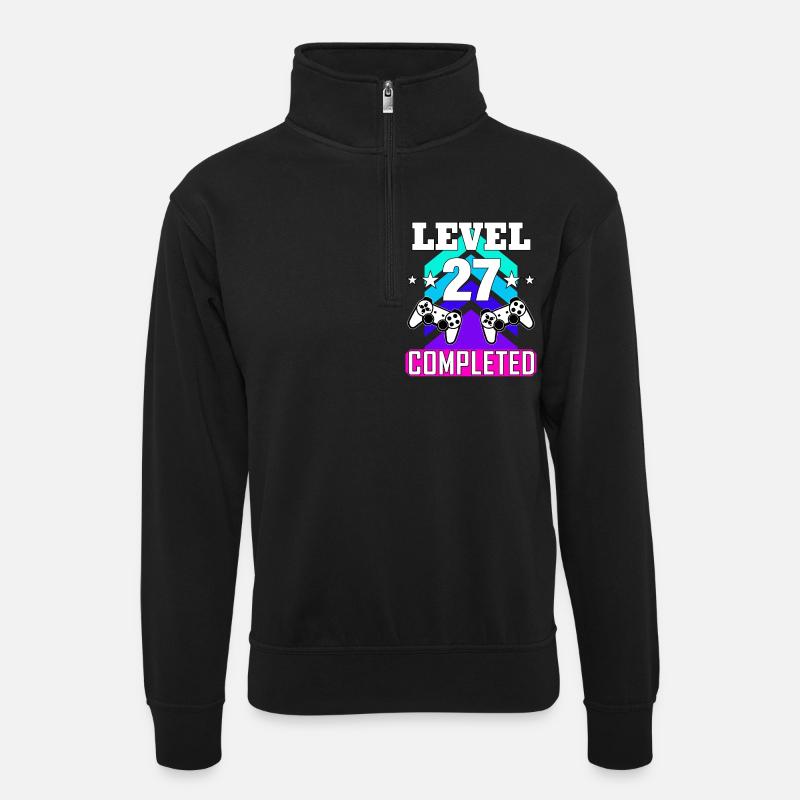 anniversaire de jeu haha comme - Sweat col montant zippé unisexe - noir