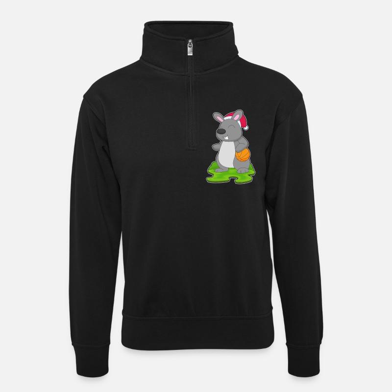 Basket-ball de Noël Bunny - Sweat col montant zippé unisexe - noir