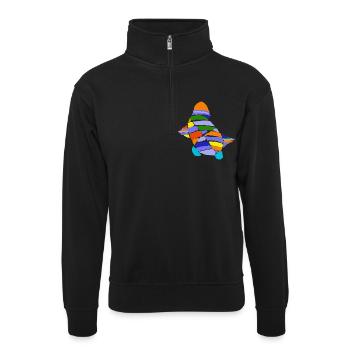Art Tortue de mer nageant - Sweat col montant zippé unisexe - noir - Devant