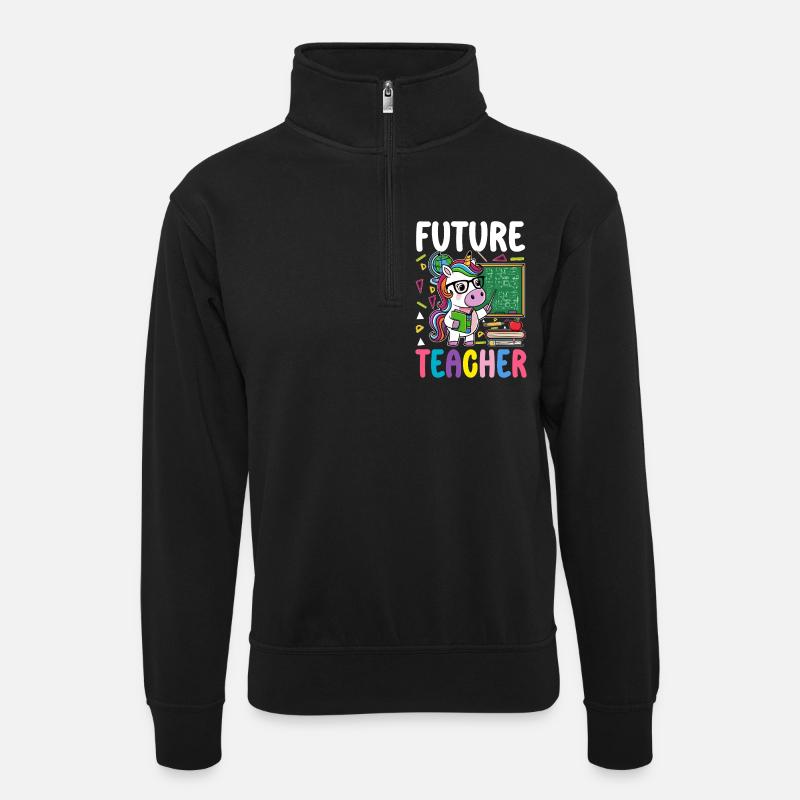 Future Teacher - Unisex sweater with zip collar - black