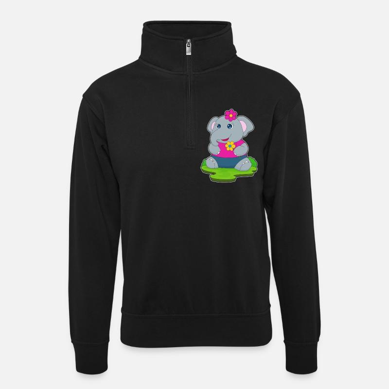 Fleurs d’éléphant - Sweat col montant zippé unisexe - noir