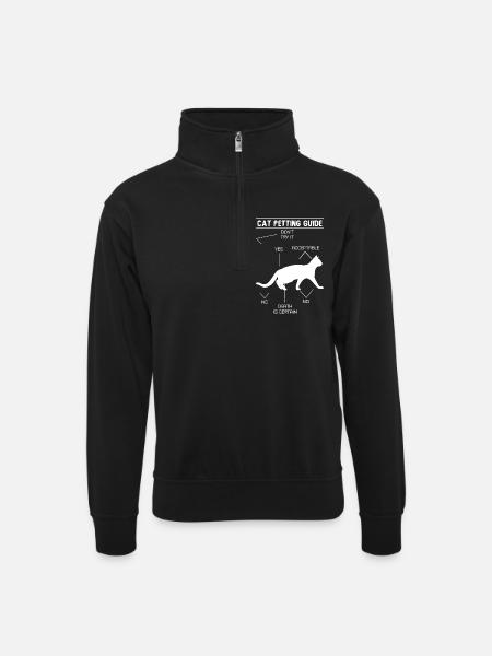 Cat Petting Guide - Unisex sweater with zip collar - black