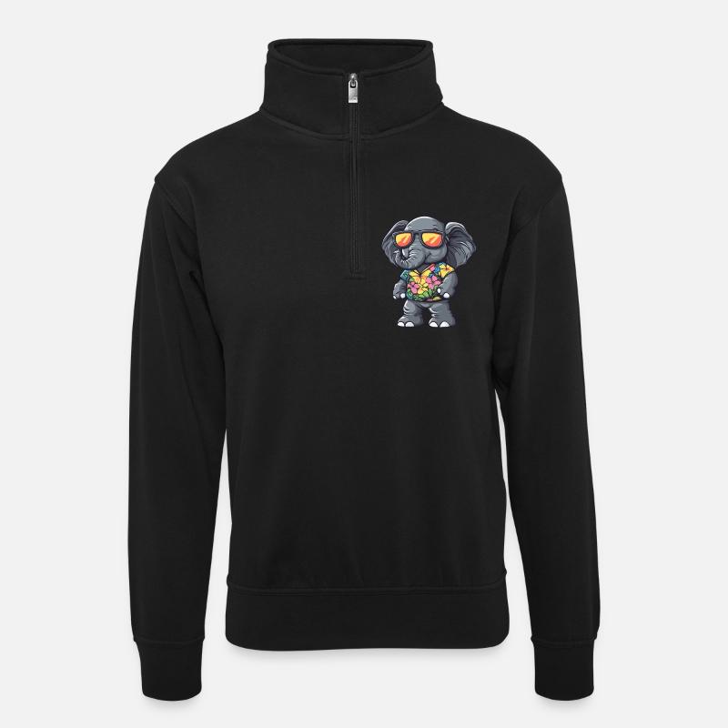 Elephant Comic Cool Summer - Unisex sweater with zip collar - black