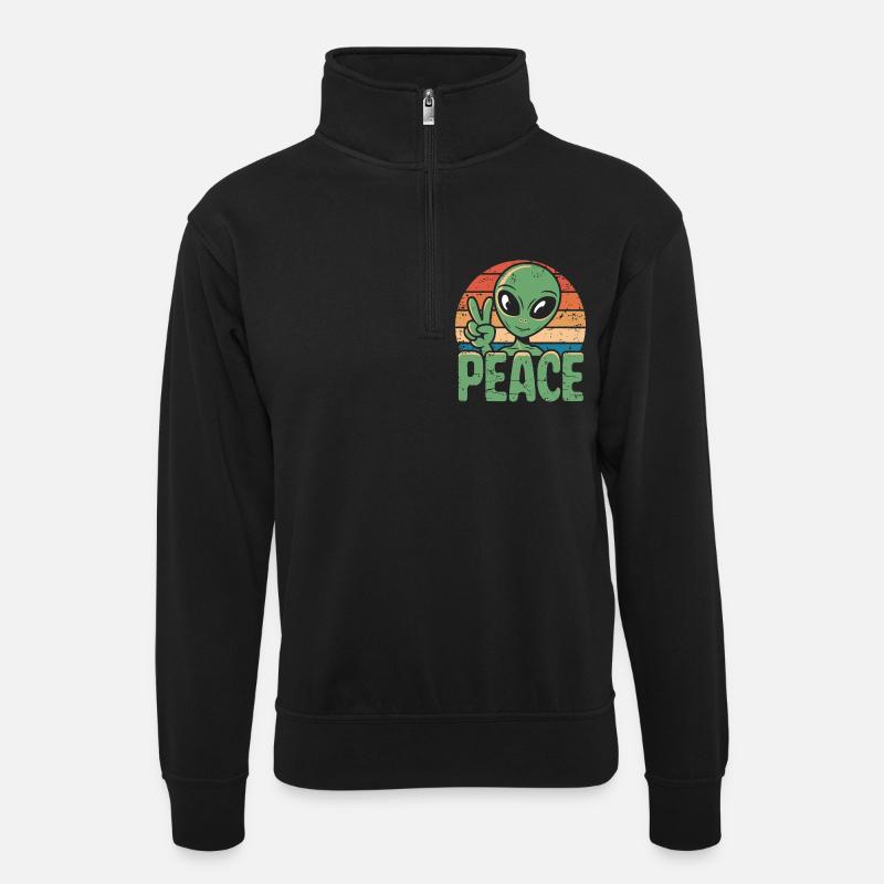 Paix OVNI extraterrestre - Sweat col montant zippé unisexe - noir