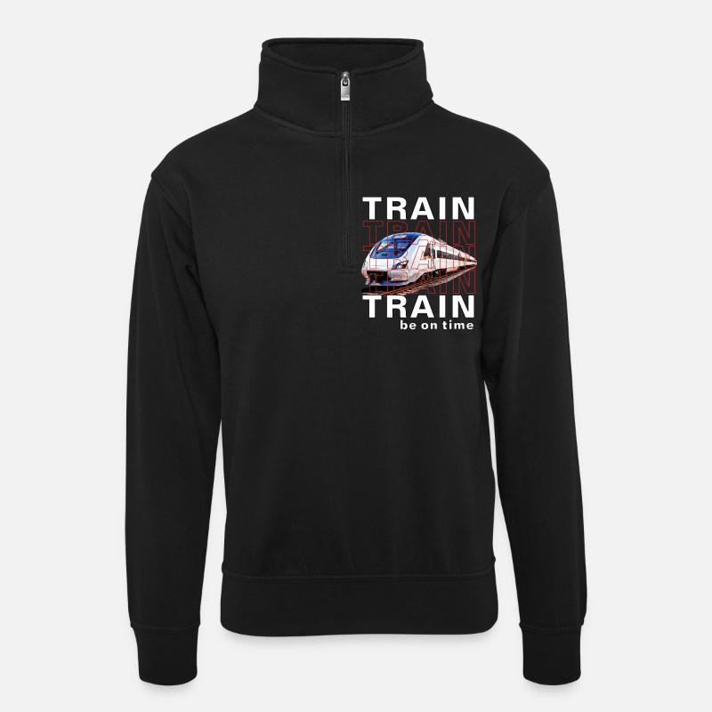 ZUG TRAIN be on time - Unisex sweater with zip collar - black