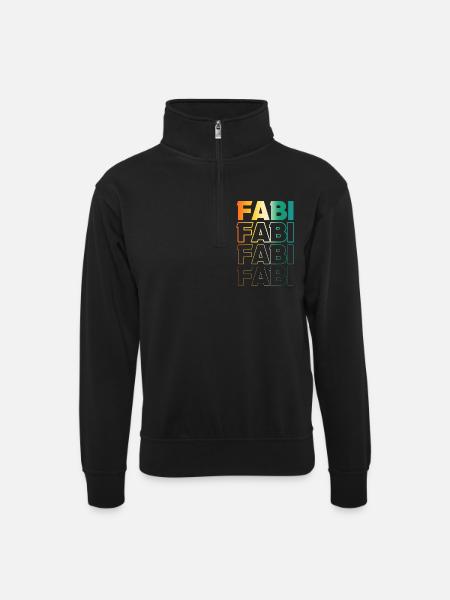Fabian - Unisex sweater with zip collar - black