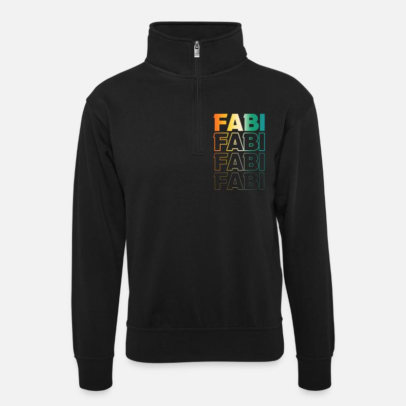 Fabian - Unisex sweater with zip collar - black