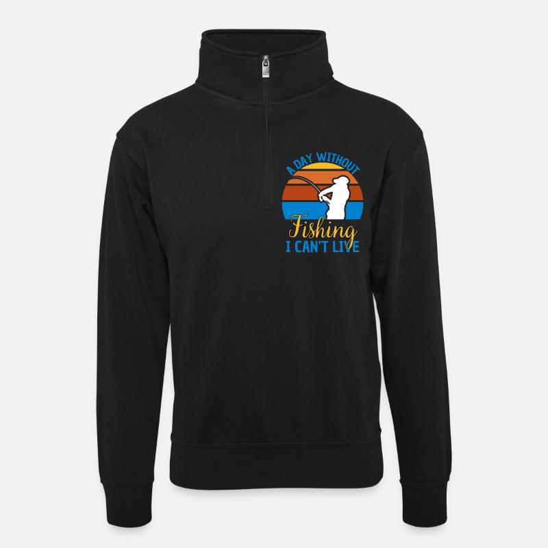 Pêche Dire Drôle Pêche Design - Sweat col montant zippé unisexe - noir