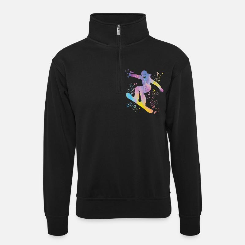 Snowboarder Snowboarding Snowboard - Unisex sweater with zip collar - black