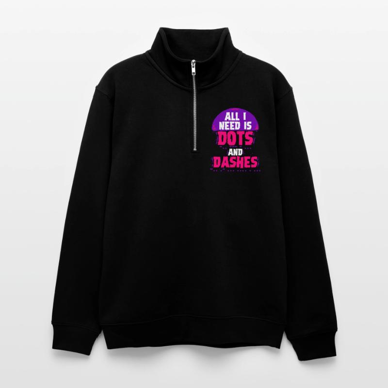 Morsecode Morse Code Points et tirets Sweat col montant zippé unisexe