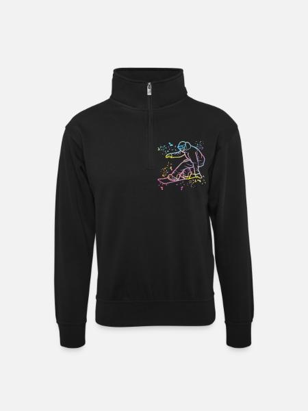Snowboarder Snowboarding Snowboard - Unisex sweater with zip collar - black