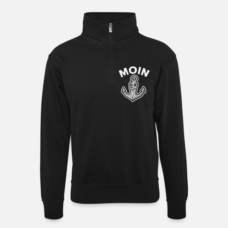 Moin Anker - Unisex sweater with zip collar - black