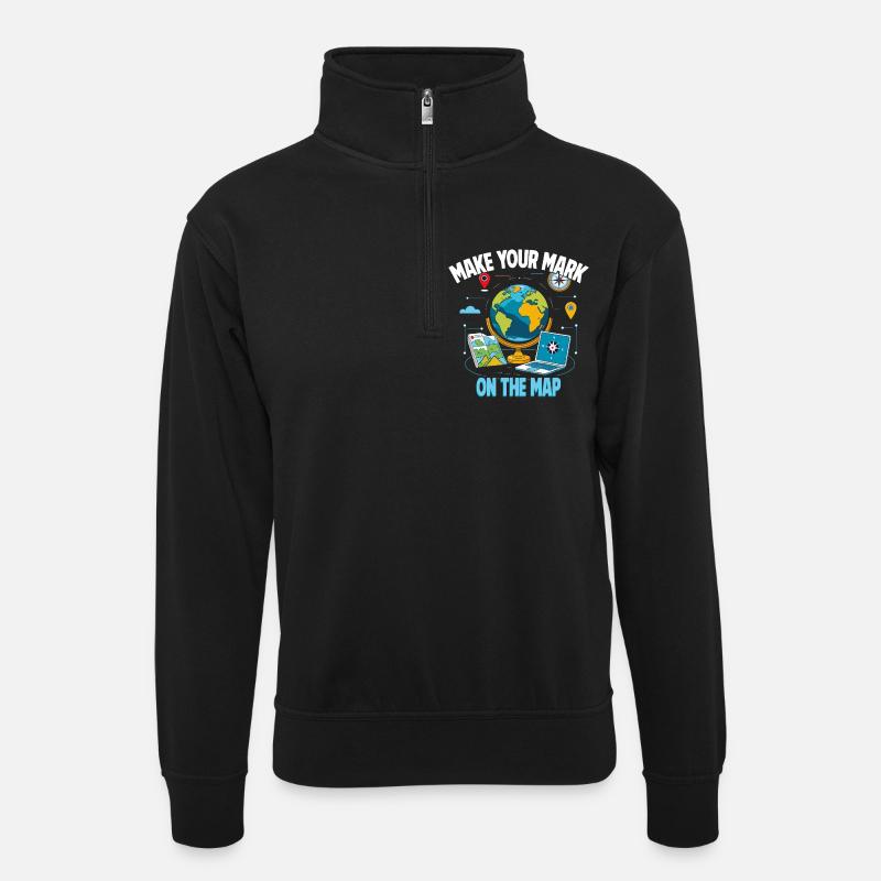 Geographic Information Systems - Unisex sweater with zip collar - black