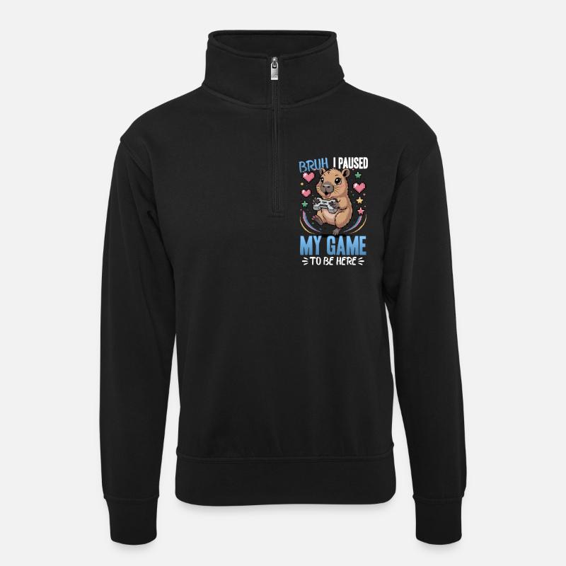 Capybara Gamer Gaming - Sweat col montant zippé unisexe - noir