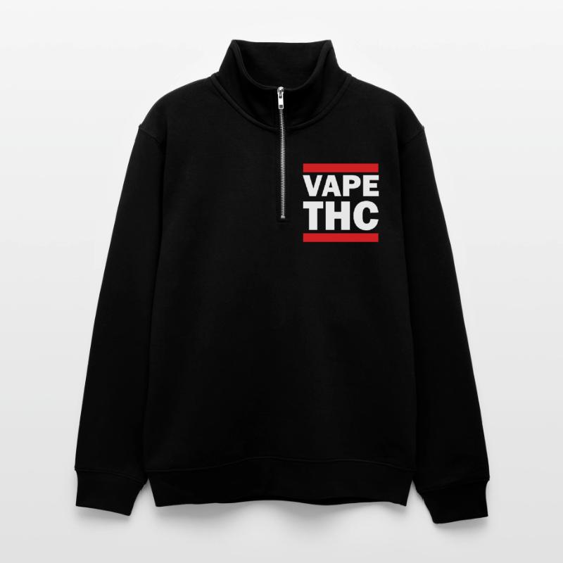Vape THC White Unisex Pullover mit Zip-Kragen