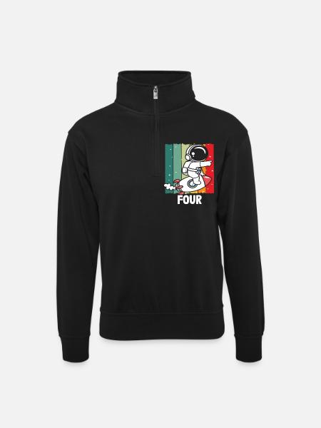 Adventure Space Birthday Four - Unisex sweater with zip collar - black