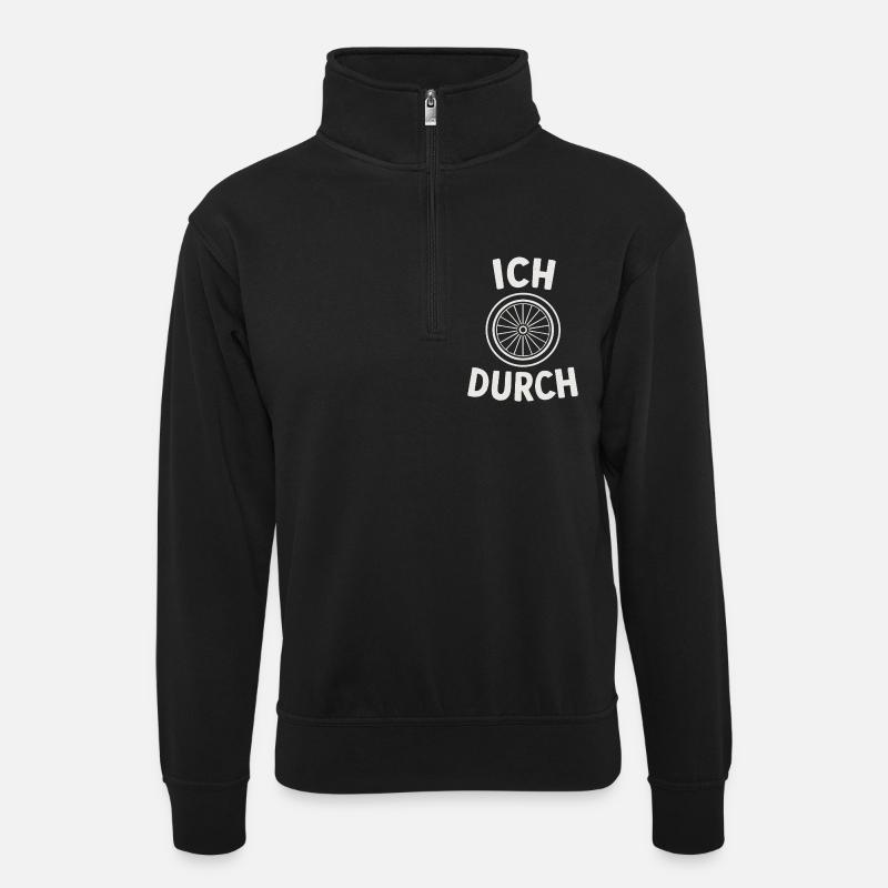 Je deviens fou – vélo - Sweat col montant zippé unisexe - noir
