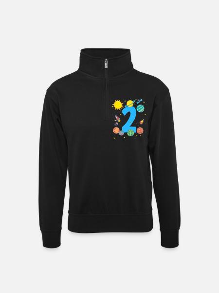 Space Adventure Number Two Planets - Unisex sweater with zip collar - black