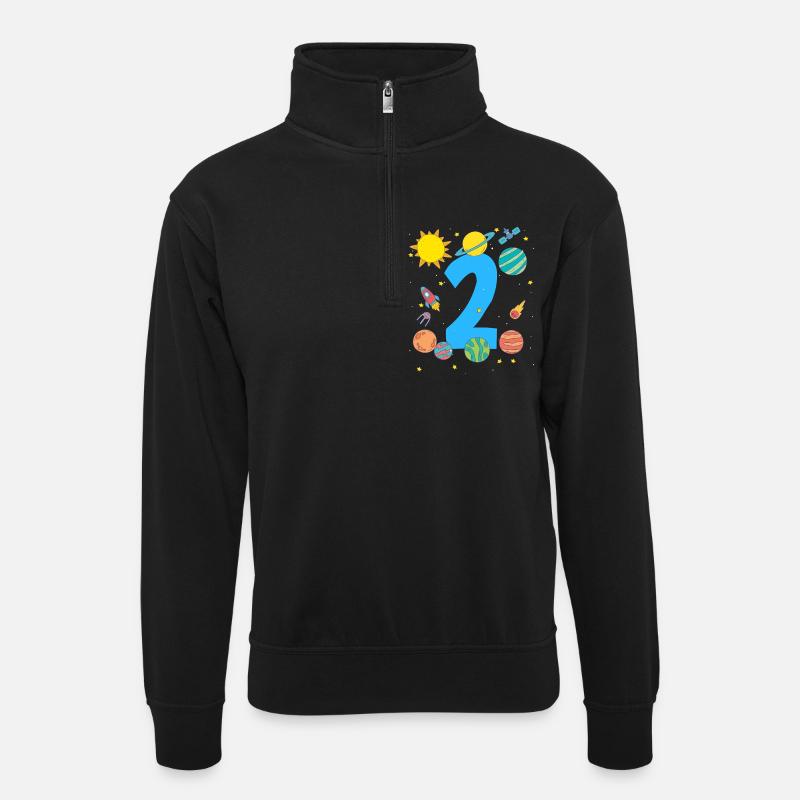 Space Adventure Number Two Planets - Unisex sweater with zip collar - black