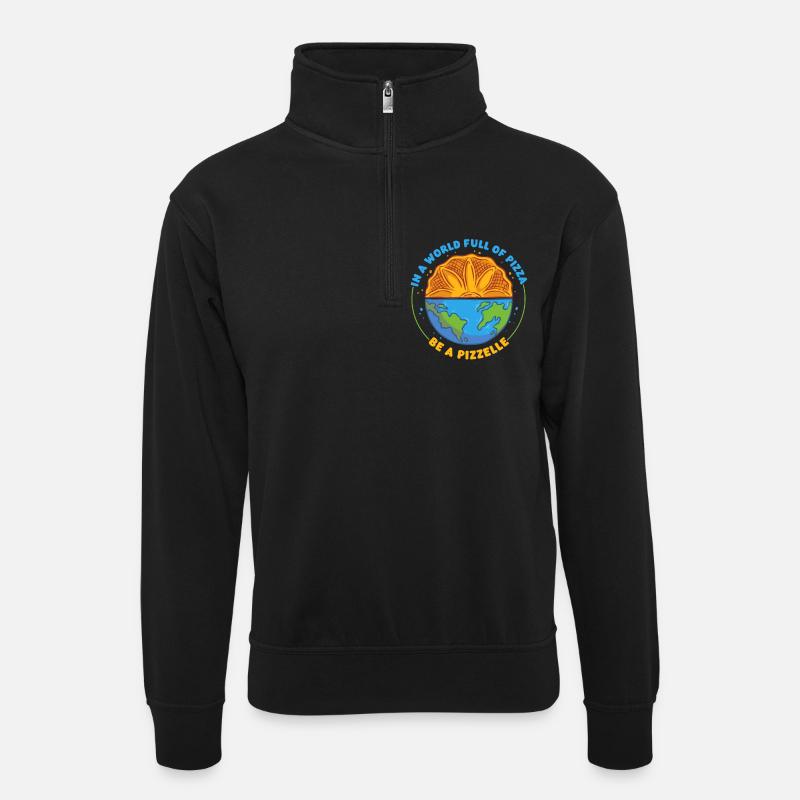 Pizzelle Waffle Biscuit - Unisex sweater with zip collar - black
