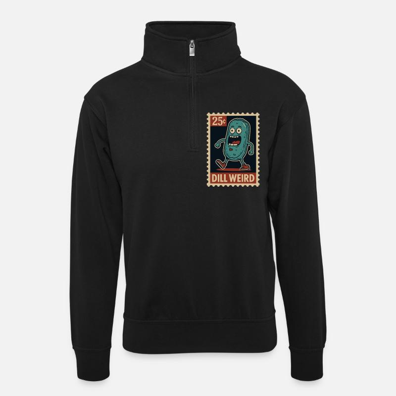 Strange cucumber as a stamp - Unisex sweater with zip collar - black