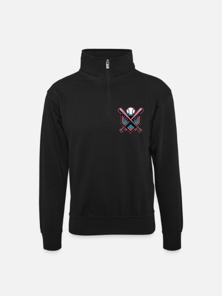 Baseball Baseball Bat - Unisex sweater with zip collar - black