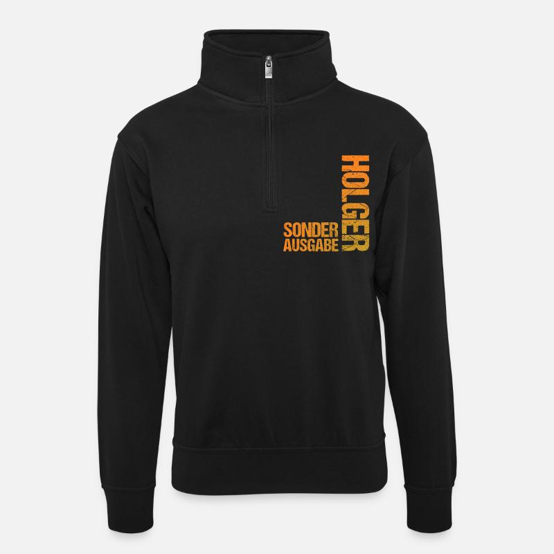 Holger - Unisex Pullover mit Zip-Kragen - Schwarz