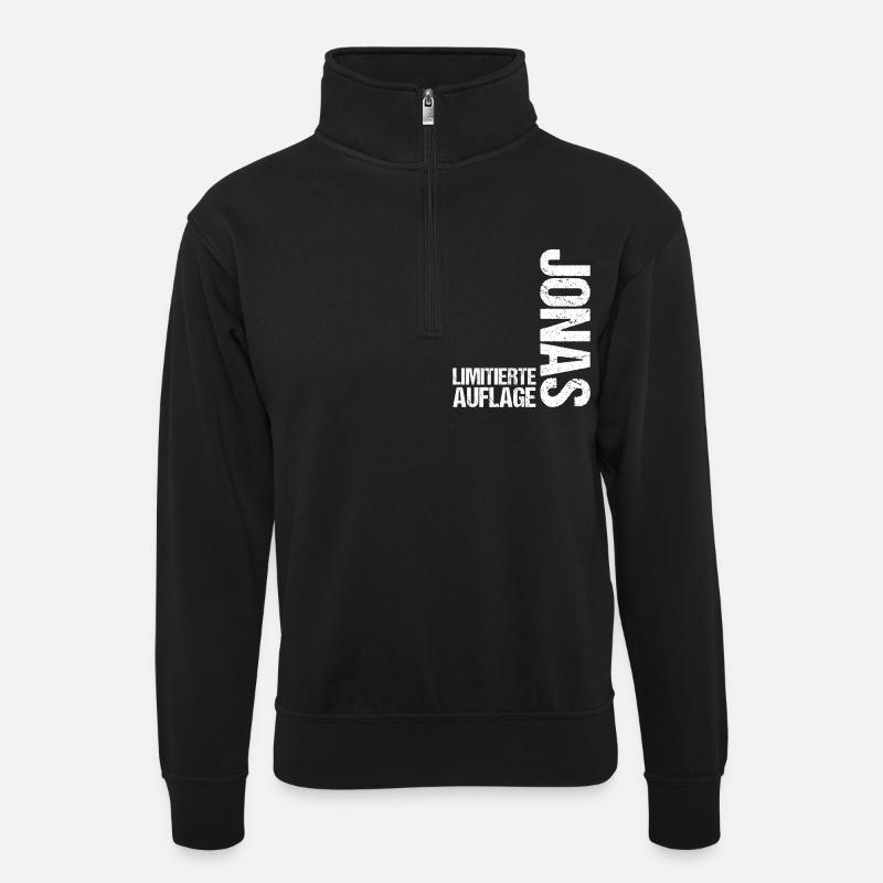 Jonas - Unisex sweater with zip collar - black
