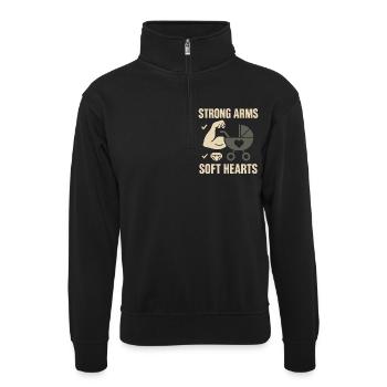 Crèche Papa Paternité Fierté - Sweat col montant zippé unisexe - noir - Devant