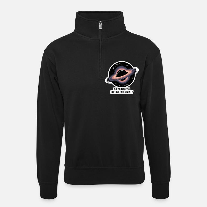 EIN SCHWARZES LOCH - Unisex Pullover mit Zip-Kragen - Schwarz