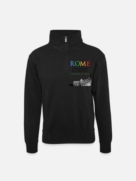 Roma 2025 GiubileoPilgrims of Hope English classic - Maglia unisex con colletto con zip - nero
