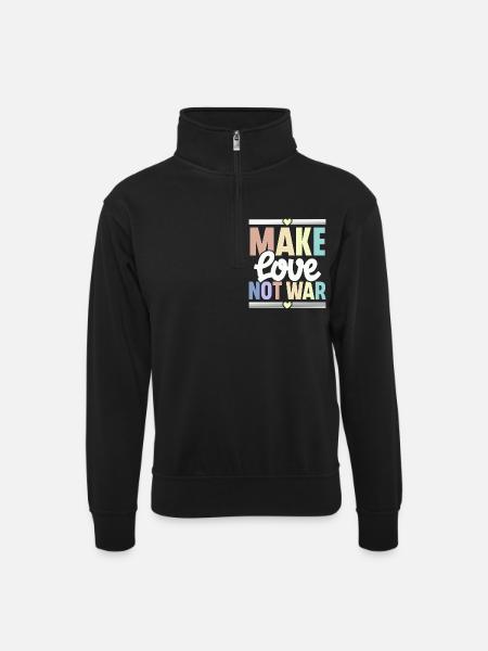 Make Love Not War - Unisex sweater with zip collar - black