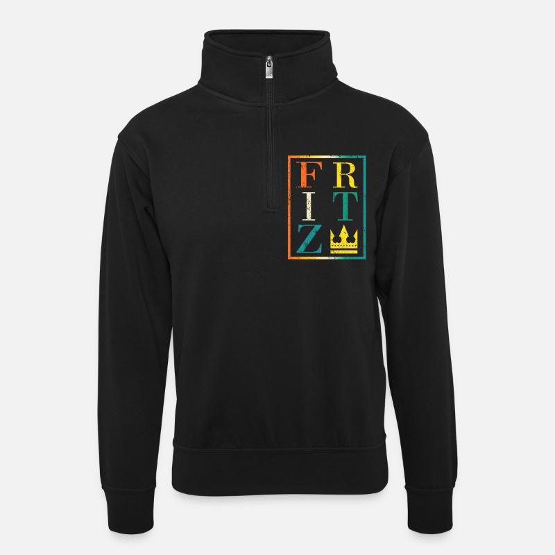Fritz - Unisex Pullover mit Zip-Kragen - Schwarz