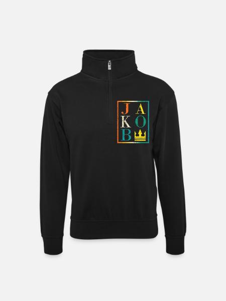 Jacob - Unisex sweater with zip collar - black