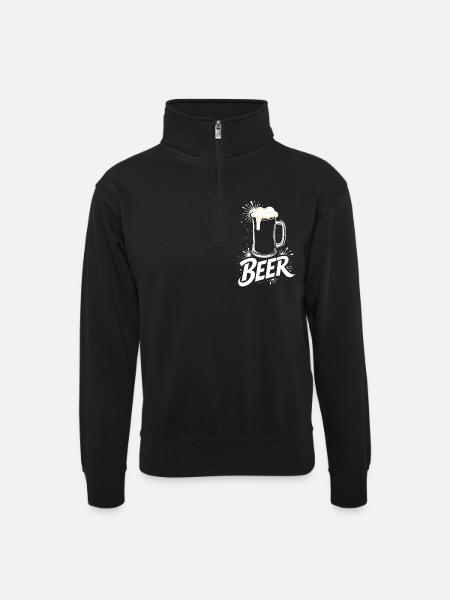 Beer Mug - Unisex sweater with zip collar - black