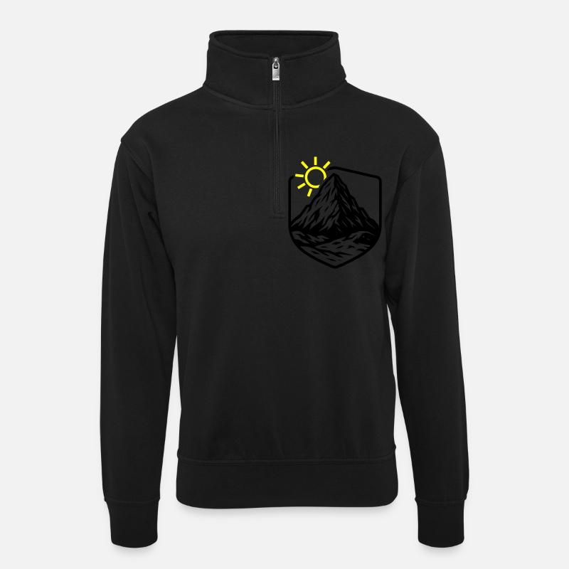 Berge Gipfel - Unisex Pullover mit Zip-Kragen - Schwarz