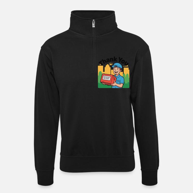 POSTBOTE - Unisex Pullover mit Zip-Kragen - Schwarz