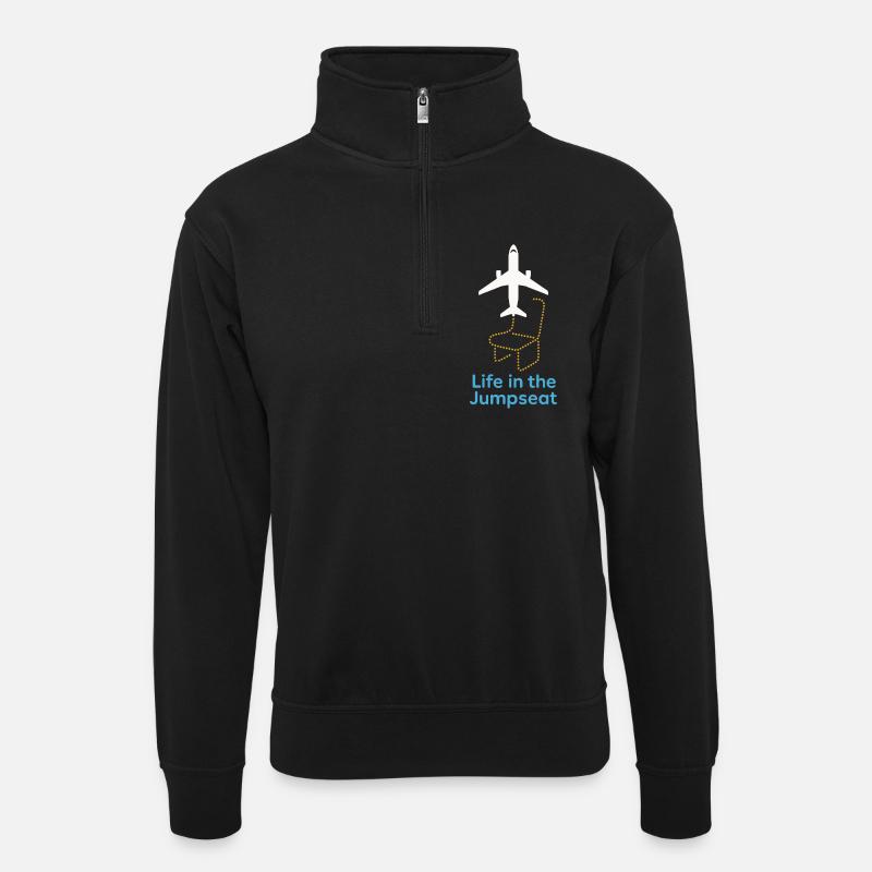 Flugbegleiter Kabinencrew Leben Luftfahrt - Unisex Pullover mit Zip-Kragen - Schwarz