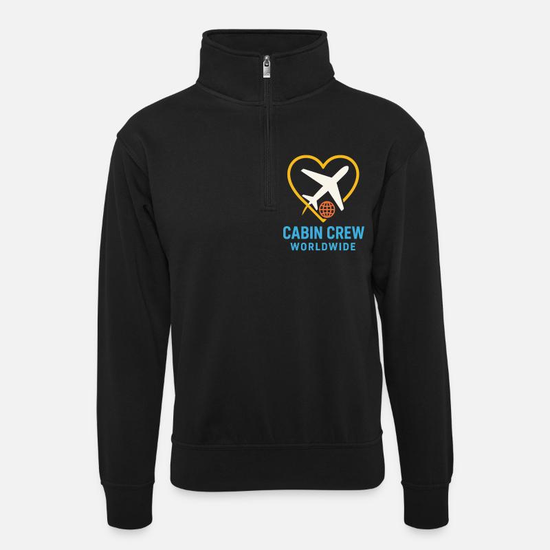 Flugbegleiter Kabinencrew Leben Luftfahrt - Unisex Pullover mit Zip-Kragen - Schwarz