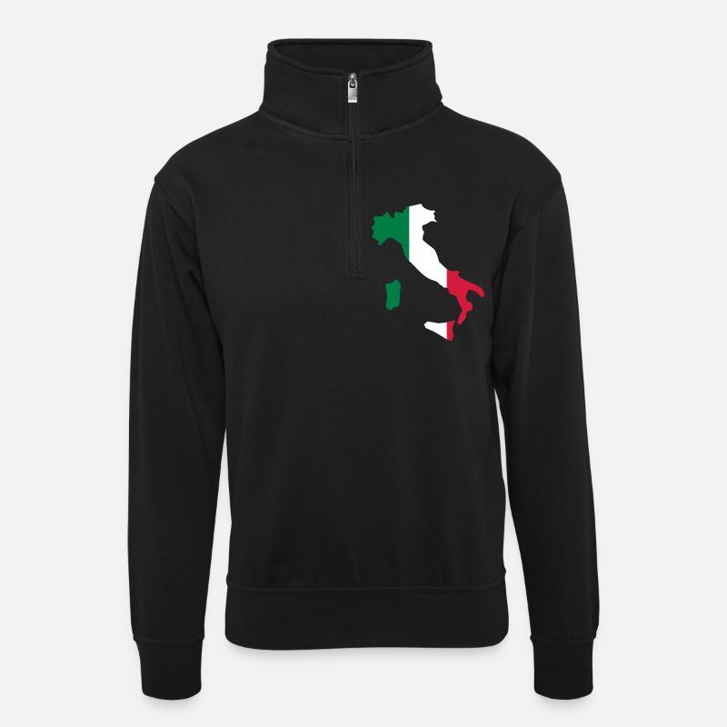 Italy - Unisex Pullover mit Zip-Kragen - Schwarz