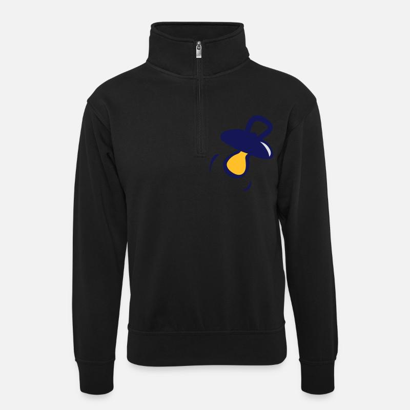 nuggi / Schnuller - Unisex Pullover mit Zip-Kragen - Schwarz